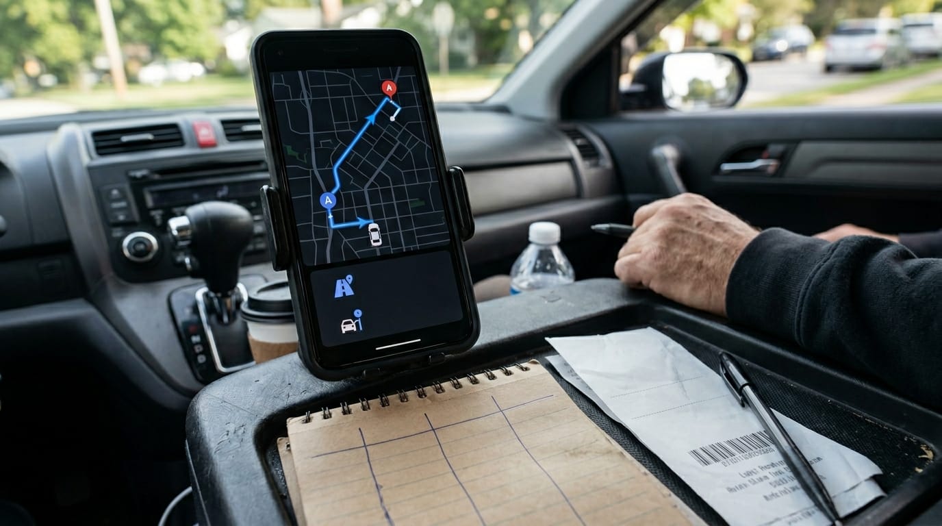 Rideshare upfront pay strategy with mileage and fuel tracking